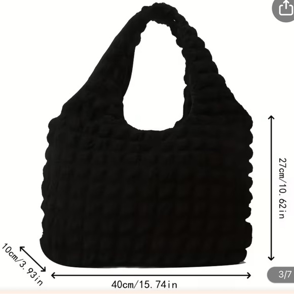 SHEIN Black Quilted puffy hobo bag - Picture 3 of 5
